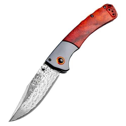 Joa Kleine handliches werkzeug muster stahl messer scharf rutschfest Holz Survival Tragbare Camping outdoor messer edc Jagdmesser klappmesser taschenmesser damast neck knife messer lang einhandmesser von Joa