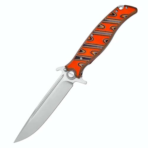 Joa Kleine handliches werkzeug stahl messer rutschfest Survival Tragbare Camping outdoor messer neck knife edc Jagdmesser lang taschenmesser slim klappmesser tanto faltmesser einhand,orange von Joa