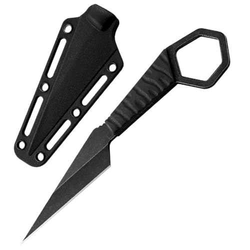 Joa Kleine handliches werkzeug stahl messer scharf rutschfest black Survival Tragbare Camping outdoor messer edc Jagdmesser Neck knife loch feststehendes messer multitool gürtelmesser/Scheide von Joa