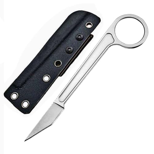 Joa Kleine handliches werkzeug stahl messer scharf rutschfest grau Survival Tragbare Camping outdoor messer edc Jagdmesser tanto neck knife feststehende Gerade Festes messer multitool mit scheide von Joa