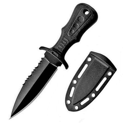 Joa Kleines handliches werkzeug stahl messer scharf rutschfest Schwarz ABS Survival Tragbare Camping outdoor messer edc Neck knife Jagdmesser feststehendes messer gürtelmesser von Joa