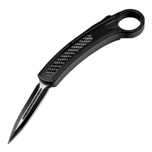 Joa Kleines handliches werkzeug stahl messer scharf rutschfest Schwarz Survival Tragbare Camping outdoor messer edc Jagdmesser taschenmesser Alu klappmesser loch tanto neck knife,geschenk für männer von Joa