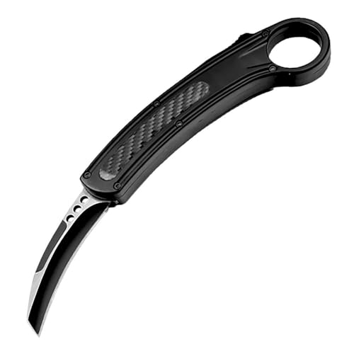 Joa Kleines handliches werkzeug stahl messer scharf rutschfest Schwarz Survival Tragbare Camping outdoor messer edc Jagdmesser taschenmesser Alu klappmesser tanto neck knife,geschenk für männer von Joa