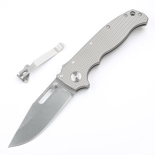 Joa Kleines handliches werkzeug stahl messer scharf rutschfest Silber Survival Tragbare Camping outdoor messer edc Jagdmesser titan taschenmesser faltbar klappmesser flipper tanto neck knife messer von Joa