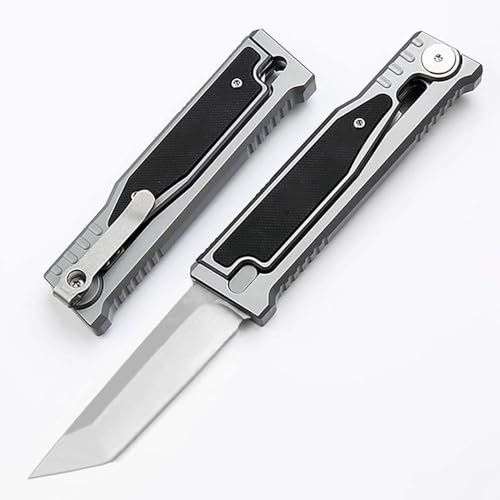 Joa Kleines handliches werkzeug stahl messer scharf rutschfest silber Survival Tragbare Camping outdoor messer edc Jagdmesser tanto taschenmesser Alu klappmesser,geschenk für männer von Joa