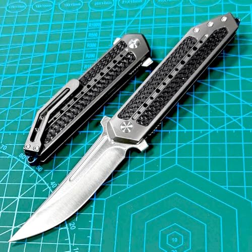 Joa Premium Titan klappmesser survival tragbar taschenmesser aus stahl Kohlefaser outdoor edc messer multi jagdmesser tanto geschenk für männer von Joa