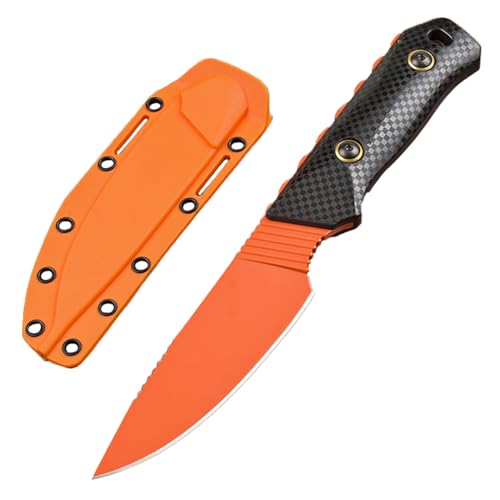 Joa Premium trekking outdoor messer Scharfe klinge messer Schwarz Orange,Aus messer Handliches Handwerkzeuge Metal Wandern messer Survival Jagdmesser Gürtelmesser von Joa