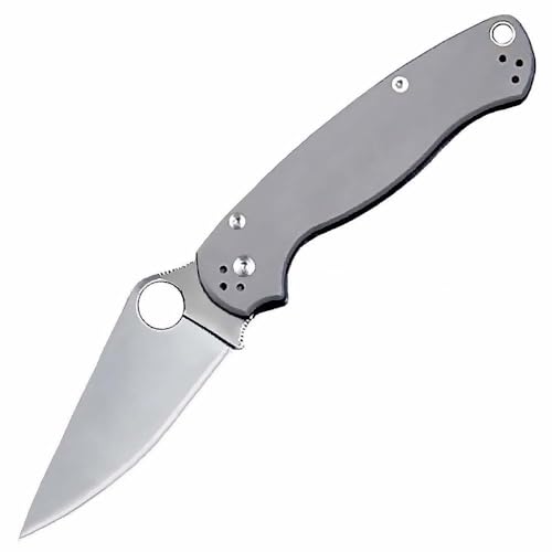 Joa Silber folding knife aus titan,Outdoor messer survival,Premium taschenmesser Handliches Handwerkzeuge mit Leder Scheide von Joa