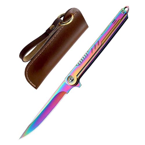 Joa Slim Klappmesser, Bunte Taschenmesser mit clip, metall Einhandmesser metal, EDC Messer, Neck knife Messer, Outdoor Messer, Geschenke für Männer von Joa