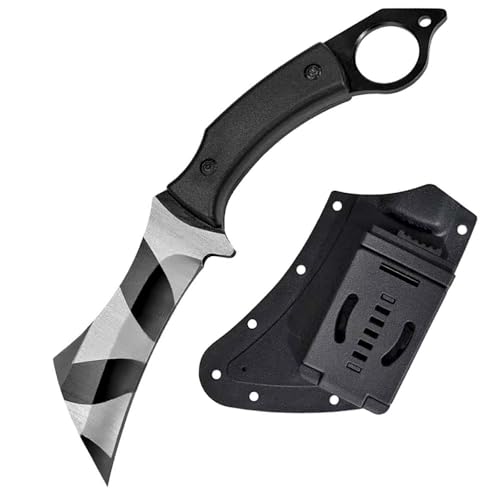 Joa Tragbares Gürtelmesser, Jagdmesser mit ABS-Scheide, Feststehend Outdoor EDC Messer Neck Knife Campingmesser von Joa