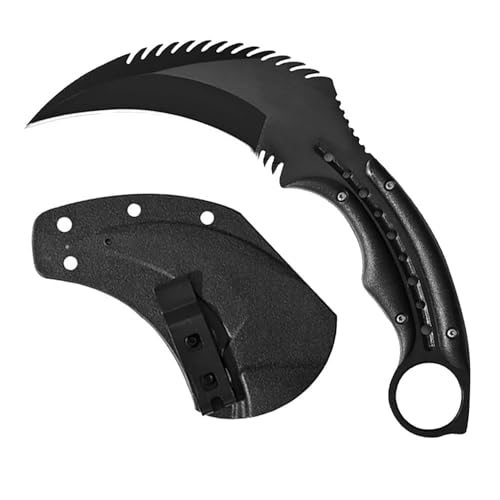 Joa camping outdoor feststehende Gerade Festes messer stahl Jagdmesser scharf taktisches edc messer neck knife messer taschenmesser schwarz Gürtelmesser gegen einhandmesser multitool mit Scheide von Joa