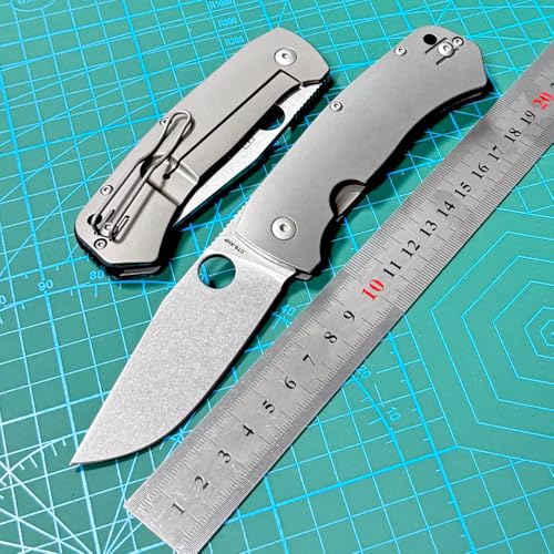 Klappmesser 7.8" Taschenmesser Prämie Aus Edelstahl D2 & Titan, Outdoor Survival Messer Camper Jagdmesser Robust Tanto, Scharfes Einhandmesser mit Liner Lock, Klein EDC Messer mit Taschenclip, 60HRC von Joa