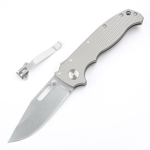 Klappmesser 8.6" Taschenmesser Hochwertig Aus Stahl S35VN & Titan, Outdoor Survival Messer Camper Jagdmesser, Scharfe Einhandmesser, Praktisch Messer EDC mit 2x Taschenclip, Liner Lock, Keramiklager von Joa