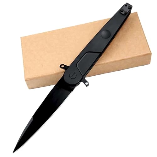 Klappmesser 9" Taschenmesser Praktisch Aus Edelstahl N690 & Alu, Outdoor Survival Messer Camper Jagdmesser Robust Tanto, Scharfes Einhandmesser mit Knopfdruck, EDC Messer mit gürtelclip, Scheide von Joa