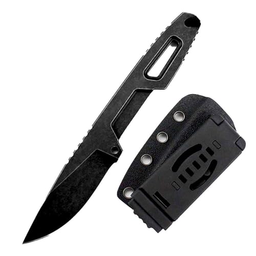 Kleines handliches werkzeug stahl messer scharf rutschfest Schwarz Survival Tragbare Camping outdoor messer edc Jagdmesser Neck knife messer Loch feststehendes messer multitool gürtelmesser/Scheide von Joa