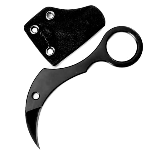 Kleines handliches werkzeug stahl messer scharf rutschfest schwarz Survival Tragbare Camping outdoor messer edc Jagdmesser Gürtelmesser tanto Neck knife messer Leicht feststehendes messer D2/Scheide von Joa