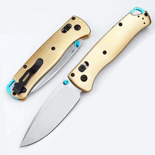 Outdoor Messer Survival Tragbar Taschenmesser Leicht Aus Edelstahl S90V, Klein Gold Kupfer Klappmesser, Camper Jagdmesser Scharfes Einhandmesser, Klein EDC Tanto Messer mit Taschenclip und Axis Lock von Joa