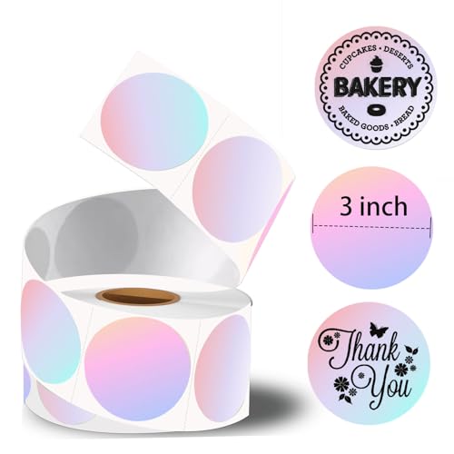 Joatuxul 3 Inch White Round Thermal Sticker Etiketten, selbstklebende Kreis Thermodirekt-Etiketten, DIY Design, QR Code, Namensschild, Markenetikett, Geschenketikett (Verträumte 500 Etiketten/1 Rolle) von Joatuxul