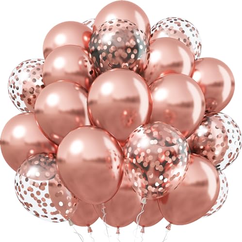 Luftballons Rosegold, 12 Zoll 40 Stück Metallic Chrom Konfetti Rosegold Latex Ballons Rose Gold Luftballon Glitzer Roségold Metallisch Helium Partyballons für Frauen Geburtstag Hochzeit Babyparty Deko von Jobkoo