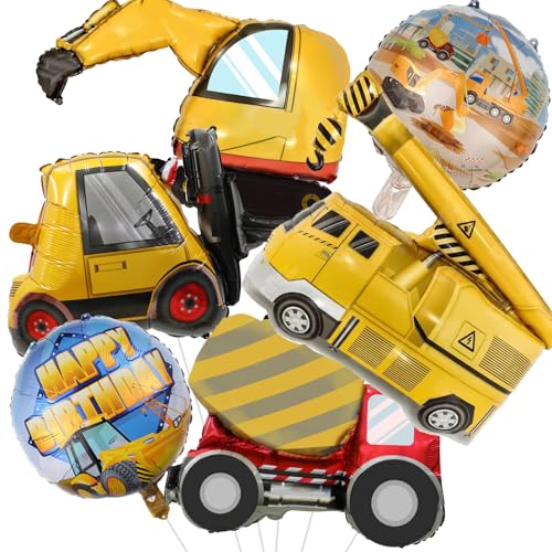 Bagger Luftballons, Helium Ballon Baustelle Druck Truck Bulldozer Folienballons, Ballon Auto Bagger Geburtstag Party Ballons für Bagger Geburtstag Deko Junge Baustelle Kindergeburtstag Dekoration von Jobkoo