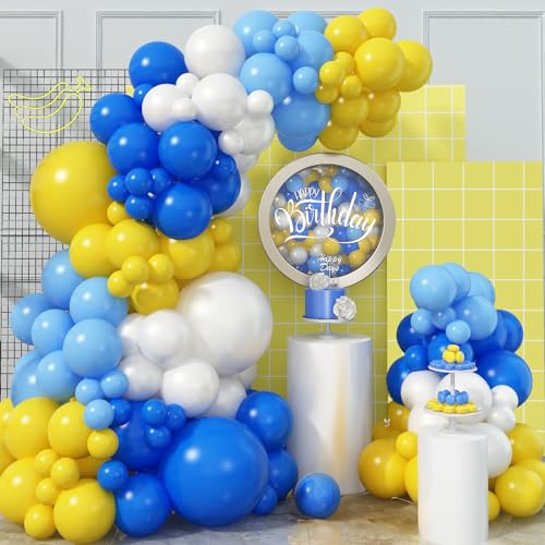 Ballons Blau Gelb Weiß, 105 Stück Luftballon Girlande Marineblau Hellblau Weiss Gelb Blau, Dunkelblau Gelbe Weiße Party Ballon Girlande Set für Kinder Geburtstag Abschluss Hochzeit Babyparty Deko von Jobkoo