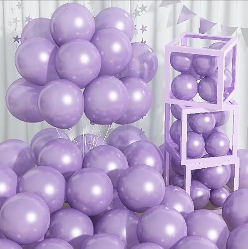 Luftballons Lila 12 Zoll, 60 Stück Perlen Hell Lila Flieder Ballons, Glänzend Perlmutt Violett Latex Helium Luftballons Geburtstag Mädchen Deko für Mädchen Geburtstag Jubiläum Babyparty Halloween von Jobkoo