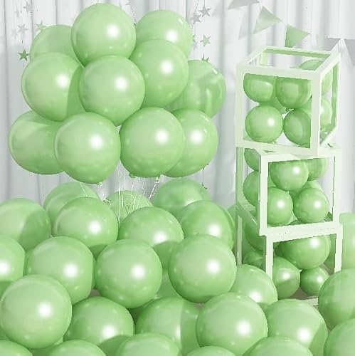 Luftballons Grün 12 Zoll, 60 Stück Perlen Hellgrün Party Ballons Set, Hell Grüne Perlmutt Luftballon, Hellgrün Pastell Limonegrün Latexballons für Geburtstag Safari Taufe Halloween Party Deko von Jobkoo