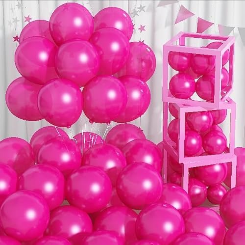 Luftballons Pink 12 Zoll, 60 Stück Perlen Hot Pinke Ballons, Perlmutt Dunkel Rosa Latex Helium Luftballon Geburtstag Mädchen für Rosa Dekorations Mädchen Prinzessin Sommer Geburtstag Babyparty Deko von Jobkoo