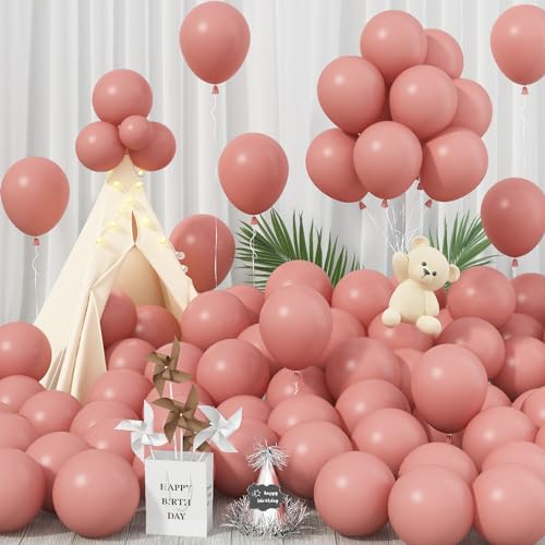 Jobkoo 100 Stück Luftballons Rosa Boho, 12 Zoll Matt Ballon Altrosa, Retro Rosa Latex Helium Luftallon Aprikose Staubige Rosa Party Ballons Beige Für Geburtstag Babyparty Hochzeit Verlobung Party Deko von Jobkoo