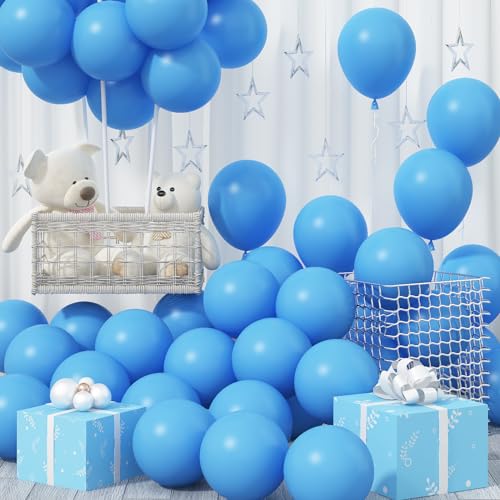 Jobkoo Luftballons Blau, 12 Zoll Matt Hellblau Latex Ballon 30 Stück, Himmelblau Party Ballons, Hellblaue Blaue Helium Luftballon Für Junge Geburtstag Hochzeit Verlobung Babyparty Taufe Party Deko von Jobkoo