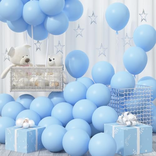 Jobkoo Luftballons Blau, 12 Zoll Matt Pastell Blau Latex Ballon 30 Stück, Hellblaue Party Ballons Macaron Blaue Helium Luftballon Für Junge Geburtstag Hochzeit Verlobung Babyparty Taufe Party Deko von Jobkoo