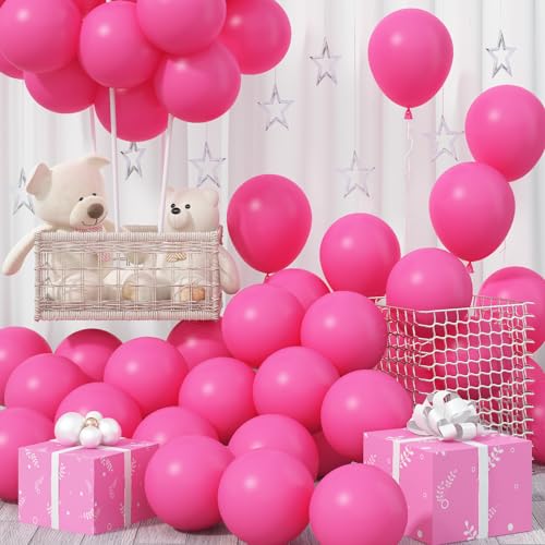 Jobkoo Luftballons Pink, 12 Zoll Matt Pinke Latex Ballon 30 Stück, Rosa Party Ballons, Dunkel Rosa Fuchsia Dunkelpink Helium Luftballon Für Barbiprinzessin Geburtstag Hochzeit Verlobung Babyparty Deko von Jobkoo