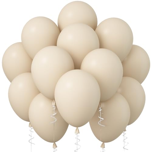 Jobkoo Luftballons Beige, 12 Zoll Boho Matt Weiß Creme Latex Ballon 30 Stück, Sand Weiss Party Ballons, Retro Nude Sandweiß Beige Helium Luftballon Für Geburtstag Babyparty Hochzeit Party Dekoration von Jobkoo