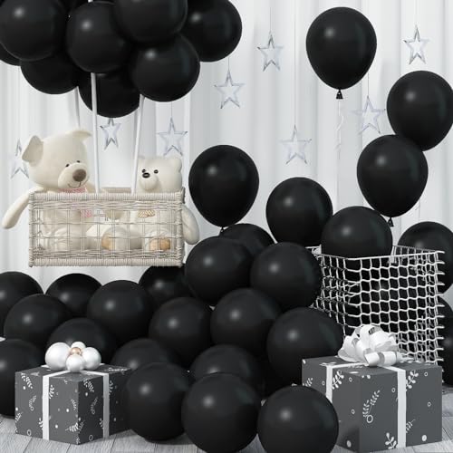 Jobkoo Luftballons Schwarz, 12 Zoll Matt Schwarze Latex Ballon 30 Stück, Schwarz Party Ballons, Schwarz Helium Luftballon Für Männer Frauen Geburtstag Hochzeit Ruhestand Halloween Party Dekorarion von Jobkoo