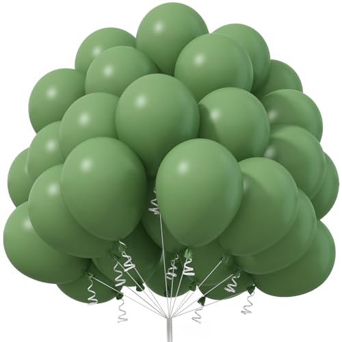 Jobkoo Luftballons Grün, 50 Stück 12 Zoll Matt Party Ballons Salbeigrün, Boho Eukalyptus Grüne Latex Luftallon, Avocado Sage Grün Helium Ballon Olivgrüne Für Geburtstag Babyparty Hochzeit Party Deko von Jobkoo