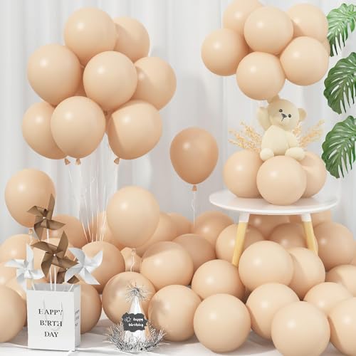 Jobkoo 5 Zoll Luftballons Beige, 60 Stück Klein Rund Matt Apricot Latex Ballon, Mini Weiß Nude Party Ballons, Aprikose Creme Helium Luftballon Für Boho Geburtstag Hochzeit Verlobung Babyparty Deko von Jobkoo