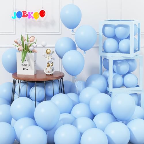 Jobkoo 5 Zoll Luftballons Blau, 60 Stück Klein Rund Matt Pastell Blau Latex Ballons, Hellblaue Party Ballons, Macaron Blaue Helium Ballon Für Junge Geburtstag Hochzeit Verlobung Taufe Babyparty Deko von Jobkoo