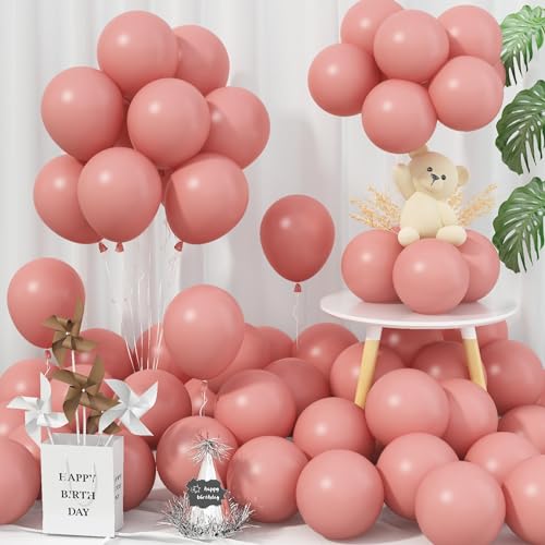 Jobkoo 5 Zoll Luftballons Rosa, 60 Stück Klein Rund Matt Altrosa Latex Ballon, Mini Retro Rosa Party Ballons, Aprikose Staubige Rosa Helium Luftballon Für Geburtstagsdeko Hochzeit Babyparty Dekoration von Jobkoo