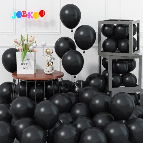 Jobkoo 5 Zoll Luftballons Schwarz, 60 Stück Klein Rund Matt Schwarze Latex Ballon, Mini Schwarz Party Ballons, Schwarz Helium Luftballon Für Männer Geburtstag Hochzeit Ruhestand Halloween Party Deko von Jobkoo