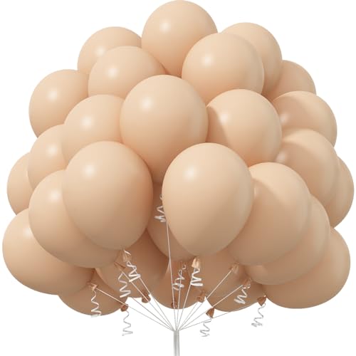 Jobkoo Luftballons Beige, 50 Stück 12 Zoll Matt Party Ballons Apricot, Weiß Nude Latex Luftallon, Vintage Aprikose Creme Helium Ballon Für Boho Geburtstag Hochzeit Verlobung Babyparty Deko von Jobkoo