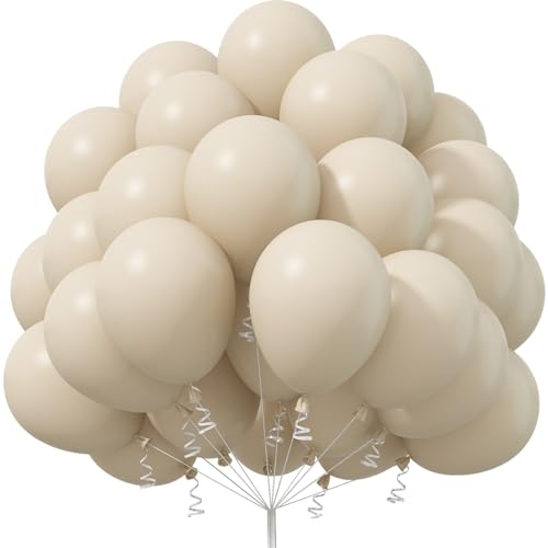 Jobkoo Luftballons Beige, 50 Stück 12 Zoll Matt Party Ballons Boho Weiß Creme, Sand Weiss Latex Luftallon, Nude Sandweiß Helium Ballon Beige Für Geburtstag Abschluss Hochzeit Verlobung Babyparty Deko von Jobkoo