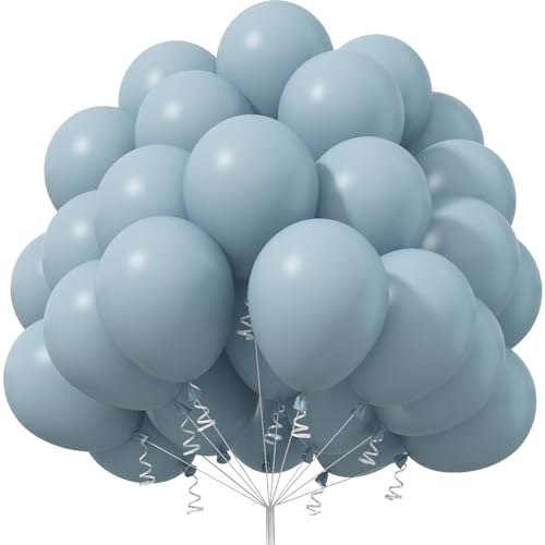 Jobkoo Luftballons Blau, 50 Stück 12 Zoll Matt Party Ballons Retro Blaue, Dusty Blau Latex Luftallon, Blaugrün Türkis Blau Helium Ballon Für Geburtstag Babyparty Junge Taufe Hochzeit Party Deko von Jobkoo