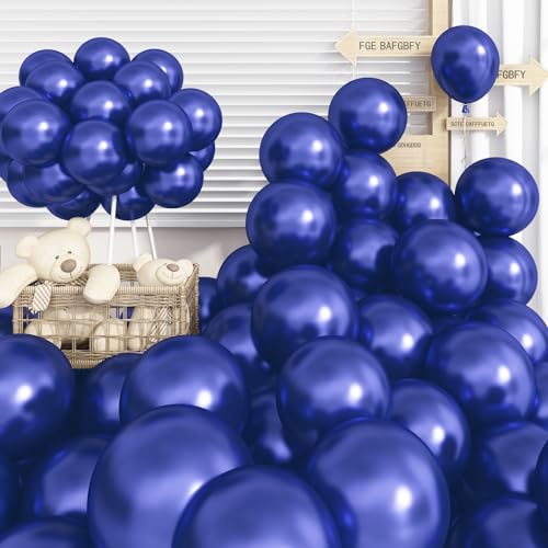 Jobkoo Luftballons Blau 12 Zoll, 60 Stück Perlen Luftballons Dunkelblau, Perlmutt Latex Helium Navy Marine Blaue Ballons für Kinder Junge Geburtstagsdeko Hochzeit Oktoberfest Babyparty Taufe Deko von Jobkoo