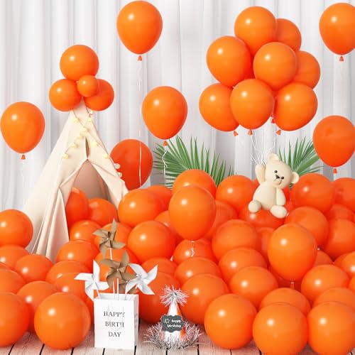 Jobkoo Luftballons Orange 100 Stück 12 Zoll Matt Orange Latex Ballons Groß Orange Party Helium Luftballon für Ballonbogen Halloween Geburtstag Thanksgiving Herbst Hochzeit Autumn Babyparty Deko von Jobkoo