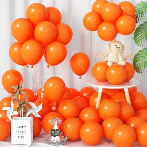 Jobkoo Luftballons Orange 60 Stück Matt Orange Latex Ballons 5 Zoll Orangen Party Helium Luftballon für Ballonbogen Halloween Geburtstag Thanksgiving Herbst Hochzeit Autumn Hawaii Babyparty Deko von Jobkoo