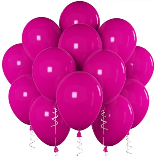 Jobkoo Luftballon Pink, 12 Zoll 30 Stück Matt Hot Pinke Ballons Fuchsia Rosa Latex Helium Ballon Dunkel Rosa Party Luftballons Für Mädchen Geburtstag Prinzessin Hochzeit Graduierung Taufe Sommer Deko von Jobkoo