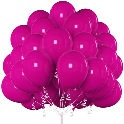 Jobkoo Luftballon Pink, 12 Zoll 50 Stück Matt Hot Pinke Ballons Fuchsia Rosa Latex Helium Ballon Dunkel Rosa Party Luftballons Für Mädchen Geburtstag Prinzessin Hochzeit Graduierung Taufe Sommer Deko von Jobkoo