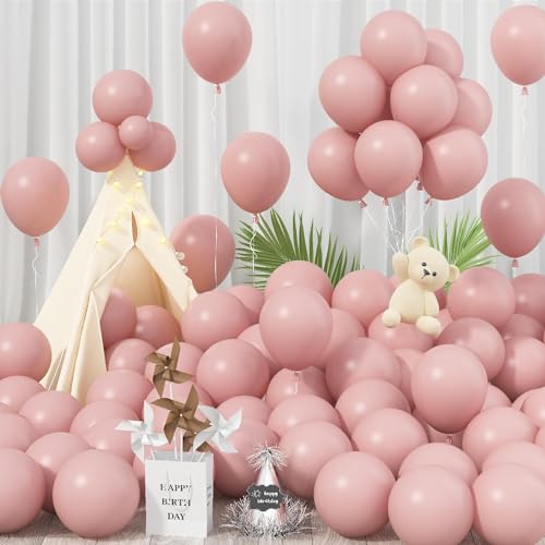 Jobkoo 100 StückLuftballons Rosa, 12 Zoll Retro Rosa Ballon Matt Altrosa Latex Helium Luftballon Aprikose Staubige Rosa Blush Party Ballons Für Boho Party Deko Mädchen Geburtstag Hochzeit Baby Shower von Jobkoo