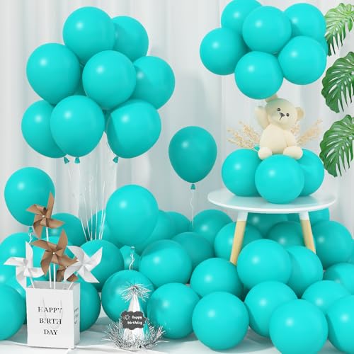 Jobkoo Luftballons Türkis 60 Stück 5 Zoll Türkis Blau Latex Ballons Klein Mini Turquoise Hellblau Helium Ballon Blaugrün Party Luftballon Set für Junge Geburtstag Hochzeit Hawaii Babyparty Deko von Jobkoo