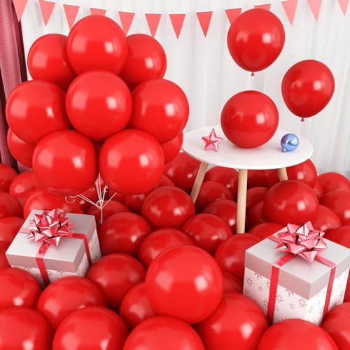 Jobkoo Rote Luftballons, 12 Zoll Luftballons Rot 60 Stück, Rot Latex Helium Luftallon für Ballongirlande Deko Rot, Ballons Rot für Geburtstagsdeko Hochzeit Valentinstag Weihnachten Party Dekoration von Jobkoo